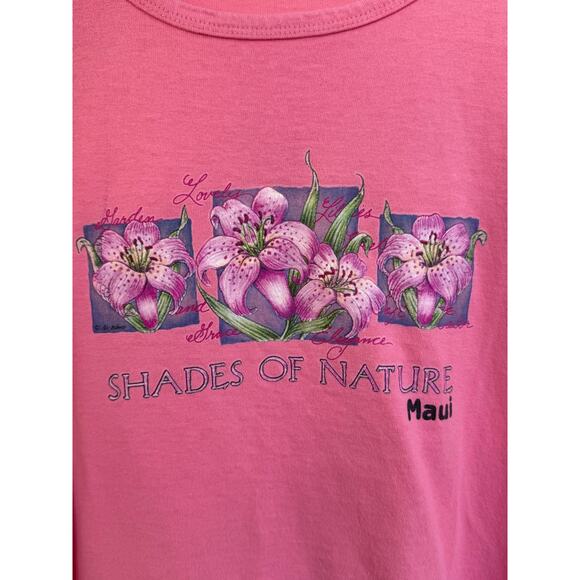 Vintage 90s Single Stitch Anvil “Shades of Nature” Maui Floral Tee Size L - Picture 2 of 6